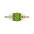 thumbnail image 1 of 1.71 ct Round Cut Natural Peridot Solitaire with Simulated Diamond Accents 18K Yellow Gold Womens Engagement Ring, 1 of 5