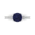 thumbnail image 1 of 1.71 ctw Solitaire with Zirconia Diamond Accents Anniversary Ring for Women | Round Cut Simulated Blue Sapphire | Hyperallergenic Solid 14K White Gold, 1 of 5