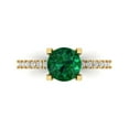 thumbnail image 1 of 1.71 ct Round Cut Simulated Emerald Solitaire with Accents Engagement Ring for Women in 18K Yellow Gold, 1 of 5
