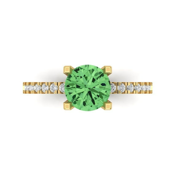 Clara Pucci 14K Yellow Gold 1.71ct Green Solitaire with Accents Ring
