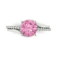 thumbnail image 1 of 1.71 ctw Solitaire with Zirconia Diamond Accents Anniversary Ring for Women | Round Cut Simulated Pink Diamond | Hyperallergenic Solid 14K White Gold, 1 of 5