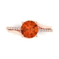 thumbnail image 1 of 1.71 ct Round Cut Simulated Red Diamond Solitaire with Simulated Diamond Accents 18K Rose Gold Womens Engagement Ring, 1 of 5