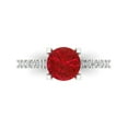 thumbnail image 1 of 1.71 ctw Solitaire with Zirconia Diamond Accents Anniversary Ring for Women | Round Cut Simulated Ruby | Hyperallergenic Solid 14K White Gold, 1 of 5