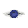 thumbnail image 1 of 1.71 ct Round Cut Simulated Tanzanite Solitaire with Simulated Diamond Accents 14K White Gold Womens Engagement Ring, 1 of 6