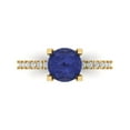 thumbnail image 1 of 1.71 ct Round Cut Simulated Tanzanite Solitaire with Simulated Diamond Accents 14K Yellow Gold Womens Engagement Ring, 1 of 5