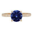 thumbnail image 1 of 1.71 ct Round Cut Simulated Tanzanite Solitaire with Simulated Diamond Accents 14K Yellow Gold Womens Engagement Ring, 1 of 4