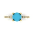 thumbnail image 1 of 1.71 ct Round Cut Simulated Turquoise Solitaire with Simulated Diamond Accents 14K Yellow Gold Womens Engagement Ring, 1 of 5