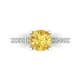 thumbnail image 1 of 1.71 ct Round Cut Simulated Yellow Diamond Solitaire with Simulated Diamond Accents 14K White Gold Womens Engagement Ring, 1 of 5