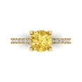 thumbnail image 1 of 1.71 ct Round Cut Simulated Yellow Diamond Solitaire with Simulated Diamond Accents 18K Yellow Gold Womens Engagement Ring, 1 of 5