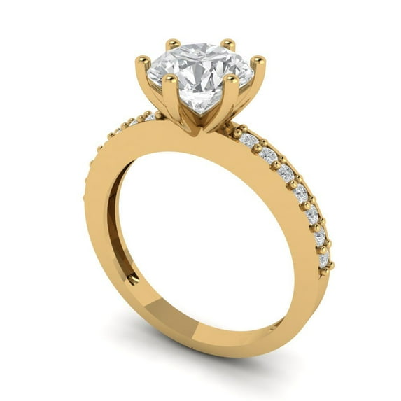 1.71 ct round cut clear Zircon 14k yellow gold Bridal Wedding Engagement Promise Anniversary Ring for Women size 9.25