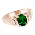 thumbnail image 1 of AFFY (1.71 cttw) Simulated Green Emerald & White Natural Diamond Engagement Ring In 14k Rose Gold With Ring Size -4, 1 of 1