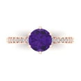 thumbnail image 1 of Solitaire with Accents Engagement Ring for Women - 1.71ct Natural Amethyst in 14K Rose Gold Promise Ring, 1 of 6
