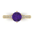 thumbnail image 1 of Solitaire with Accents Engagement Ring for Women - 1.71ct Natural Amethyst in 18K Yellow Gold Promise Ring, 1 of 6