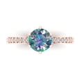 thumbnail image 1 of 1.71ct Round Cut Blue Moissanite 14k Pink Rose Gold Engraving Statement Bridal Wedding Designer Ring Size 5.5, 1 of 8