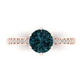 thumbnail image 1 of 1.71ct Round Cut Blue Natural London Blue Topaz 14k Pink Rose Gold Engraving Statement Bridal Wedding Designer Ring Size 10.5, 1 of 5