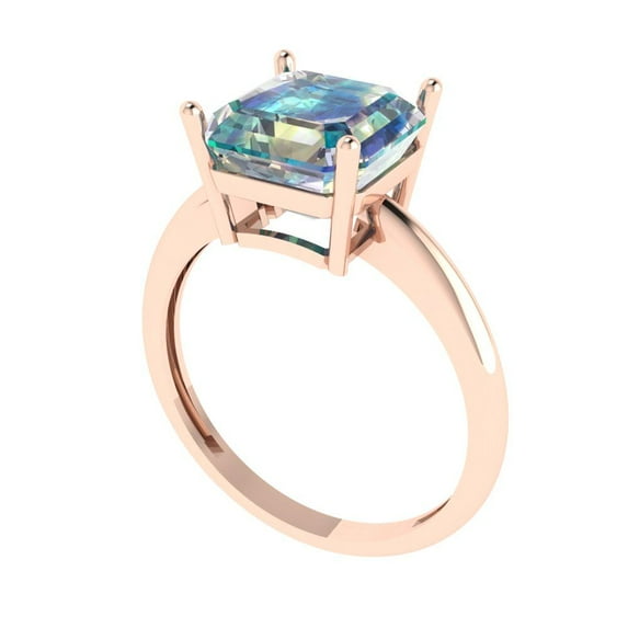 1.71ct Round Cut Blue Natural Sky Blue Topaz 14k White Gold Engraving Statement Bridal Wedding Designer Ring Size 8.75