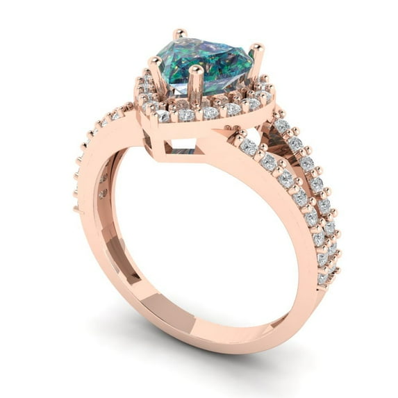 1.71ct Round Cut Blue Natural Sky Blue Topaz 14k White Gold Engraving Statement Bridal Wedding Designer Ring Size 9.75