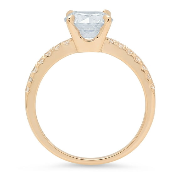 1.71 ct Round Cut Natural Sky Blue Topaz Solitaire with Accents Engagement Ring for Women in 18K Yellow Gold