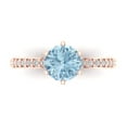thumbnail image 1 of 1.71ct Round Cut Blue Natural Swiss Blue Topaz 14k Pink Rose Gold Engraving Statement Bridal Wedding Designer Ring Size 10.5, 1 of 8