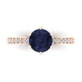 thumbnail image 1 of 1.71ct Round Cut Blue Sapphire 14k Pink Rose Gold Engraving Statement Bridal Wedding Designer Ring Size 6.5, 1 of 8
