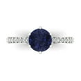 thumbnail image 1 of 1.71ct Round Cut Blue Sapphire 14k White Gold Engraving Statement Bridal Wedding Designer Ring Size 11, 1 of 8