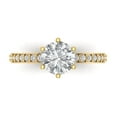 thumbnail image 1 of 1.71ct Round Cut Clear Moissanite 18k Yellow Gold Engraving Statement Bridal Wedding Designer Ring Size 4, 1 of 5