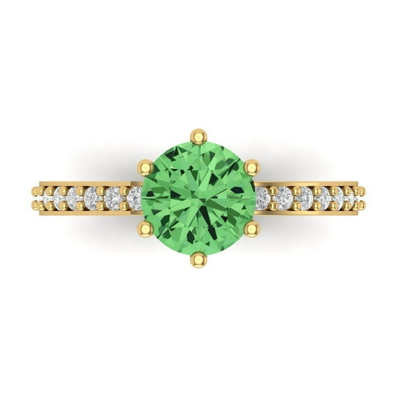 Clara Pucci 14K Yellow Gold 1.71ct Green Solitaire with Accents Ring
