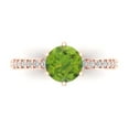 thumbnail image 1 of 1.71ct Round Cut Green Natural Peridot 18k Pink Rose Gold Engraving Statement Bridal Wedding Designer Ring Size 9.5, 1 of 5