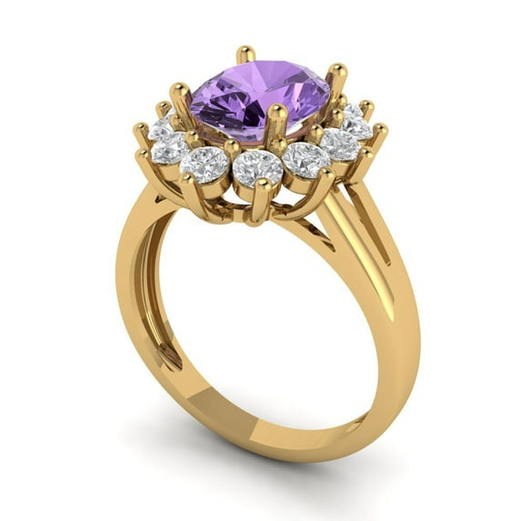1.71ct Round Cut White Sapphire 14k Yellow Gold Engraving Statement Bridal Wedding Designer Ring Size 9.25