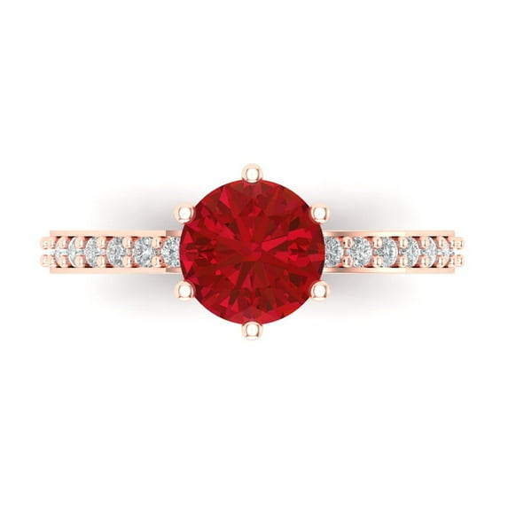 Clara Pucci 14K Rose Gold 1.71ct Tourmaline Solitaire with Accents Ring