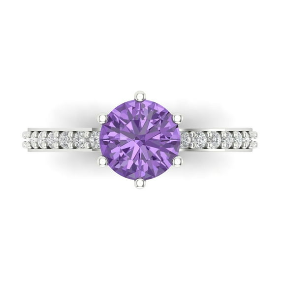Clara Pucci 14K White Gold 1.71ct Alexandrite Solitaire with Accents Ring