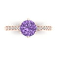 thumbnail image 1 of 1.71ct Round Cut Purple Alexandrite 18k Pink Rose Gold Engraving Statement Bridal Wedding Designer Ring Size 8.5, 1 of 5