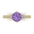 thumbnail image 1 of 1.71ct Round Cut Purple Alexandrite 18k Yellow Gold Engraving Statement Bridal Wedding Designer Ring Size 11, 1 of 5