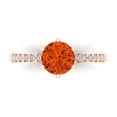 thumbnail image 1 of 1.71ct Round Cut Red Crystal 14k Pink Rose Gold Engraving Statement Bridal Wedding Designer Ring Size 10, 1 of 5