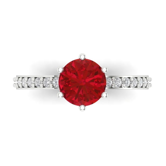 Clara Pucci 14K White Gold 1.71ct Ruby Solitaire with Accents Ring
