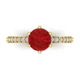 thumbnail image 1 of 1.71ct Round Cut Red Ruby 18k Yellow Gold Engraving Statement Bridal Wedding Designer Ring Size 8, 1 of 5