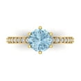 thumbnail image 1 of Clara Pucci 14K Yellow Gold Solid Gold Blue Solitaire with Accents Anniversary Ring for Women - 1.71 cttw Round Cut, 1 of 8
