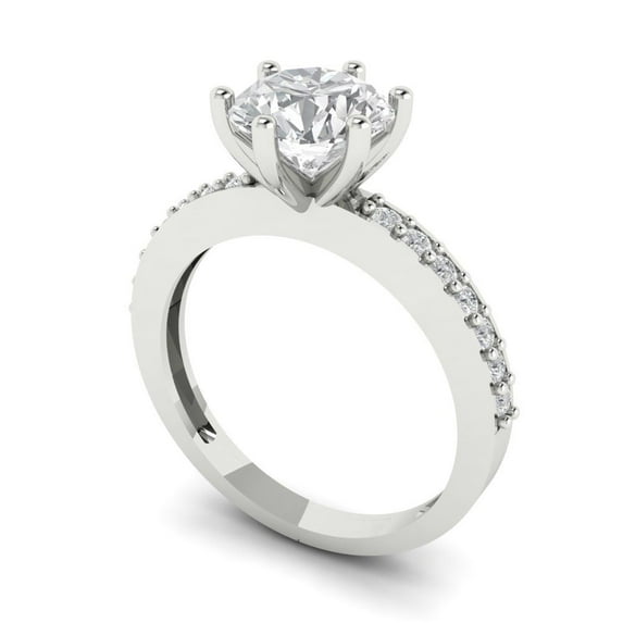 1.71ct round cut clear moissanite 18k white gold Bridal Wedding Engagement Promise Anniversary Ring for Women size 7