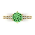 thumbnail image 1 of Clara Pucci 14K Yellow Gold Solid Gold Green Solitaire with Accents Anniversary Ring for Women - 1.71 cttw Round Cut, 1 of 8