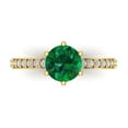 thumbnail image 1 of Clara Pucci 14K Yellow Gold Solid Gold Emerald Solitaire with Accents Anniversary Ring for Women - 1.71 cttw Round Cut, 1 of 8