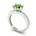 thumbnail image 1 of 1.71ct round cut green natural peridot 18k white gold Bridal Wedding Engagement Promise Anniversary Ring for Women size 3.5, 1 of 7