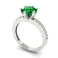 thumbnail image 1 of 1.71ct round cut green emerald 18k white gold Bridal Wedding Engagement Promise Anniversary Ring for Women size 6.75, 1 of 7