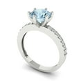 thumbnail image 1 of 1.71ct round cut natural swiss blue topaz 18k white gold Bridal Wedding Engagement Promise Anniversary Ring for Women size 6.5, 1 of 7