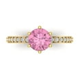 thumbnail image 1 of Clara Pucci 14K Yellow Gold Solid Gold Pink Solitaire with Accents Anniversary Ring for Women - 1.71 cttw Round Cut, 1 of 8