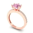 thumbnail image 1 of 1.71ct round cut pink Zircon 18k rose gold Bridal Wedding Engagement Promise Anniversary Ring for Women size 8.75, 1 of 7