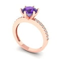 thumbnail image 1 of 1.71ct round cut purple natural amethyst 14k rose gold Bridal Wedding Engagement Promise Anniversary Ring for Women size 8.25, 1 of 7