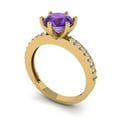 thumbnail image 1 of 1.71ct round cut purple natural amethyst 14k yellow gold Bridal Wedding Engagement Promise Anniversary Ring for Women size 4.75, 1 of 7