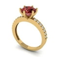 thumbnail image 1 of 1.71ct round cut red natural garnet 14k yellow gold Bridal Wedding Engagement Promise Anniversary Ring for Women size 8.25, 1 of 7