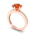 thumbnail image 1 of 1.71ct round cut red Zircon 18k rose gold Bridal Wedding Engagement Promise Anniversary Ring for Women size 6.25, 1 of 7
