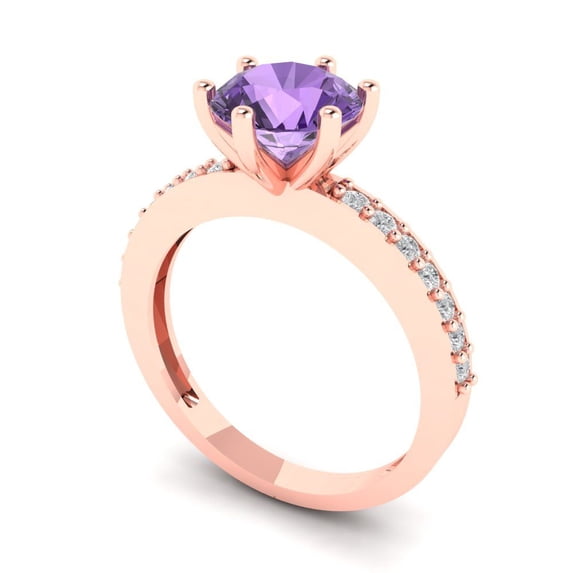 1.71ct round cut alexandrite 14k rose gold Bridal Wedding Engagement Promise Anniversary Ring for Women size 4.75